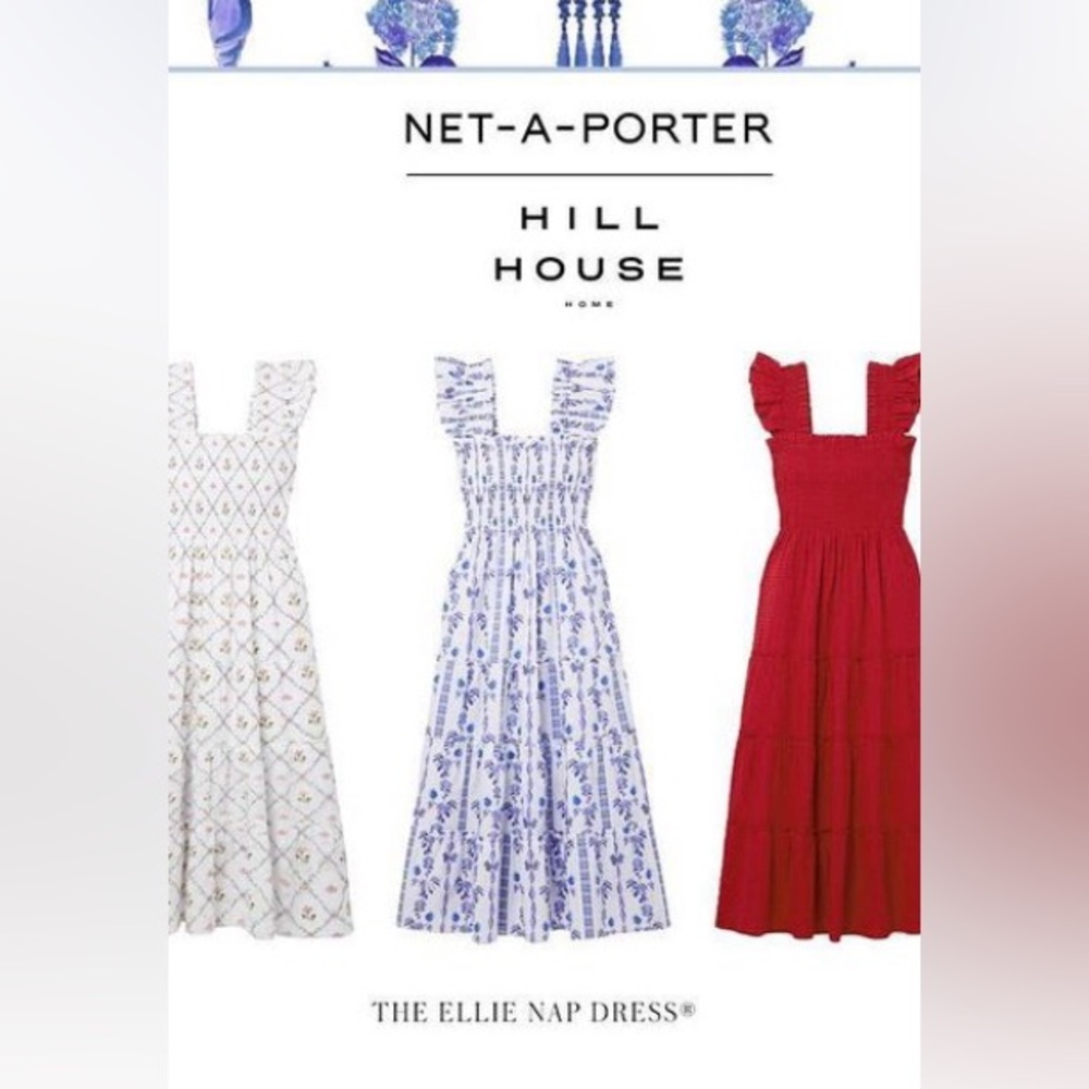 Hill House Home net a porter Ellie midi nap dress periwinkle shell vine stripe